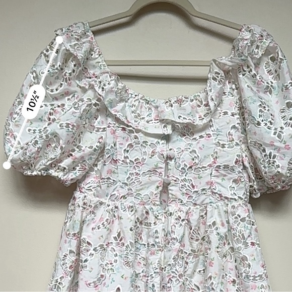 For Love & Lemons Magnolia Mini Dress White Multi Size Small - Picture 11 of 15